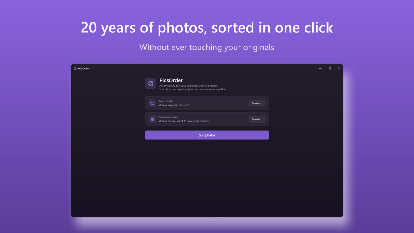 PicsOrder — 20 years of photos, sorted in one click